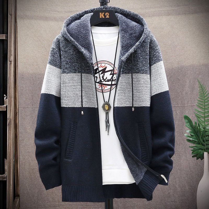 Sparrow Farm - Color Block Hooded Zip Cardigan