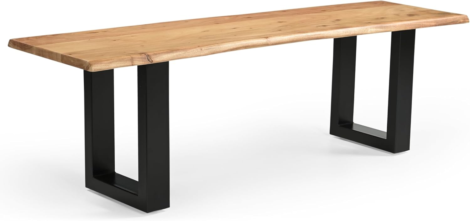 Esszimmerbank 160x40x45 cm – Massivholz Sitzbank Esszimmer aus Akazienholz mit U-Gestell – echte Baumkante, naturfarben – Handgefertigt & robust – inkl. Lieferung an den Wunschort