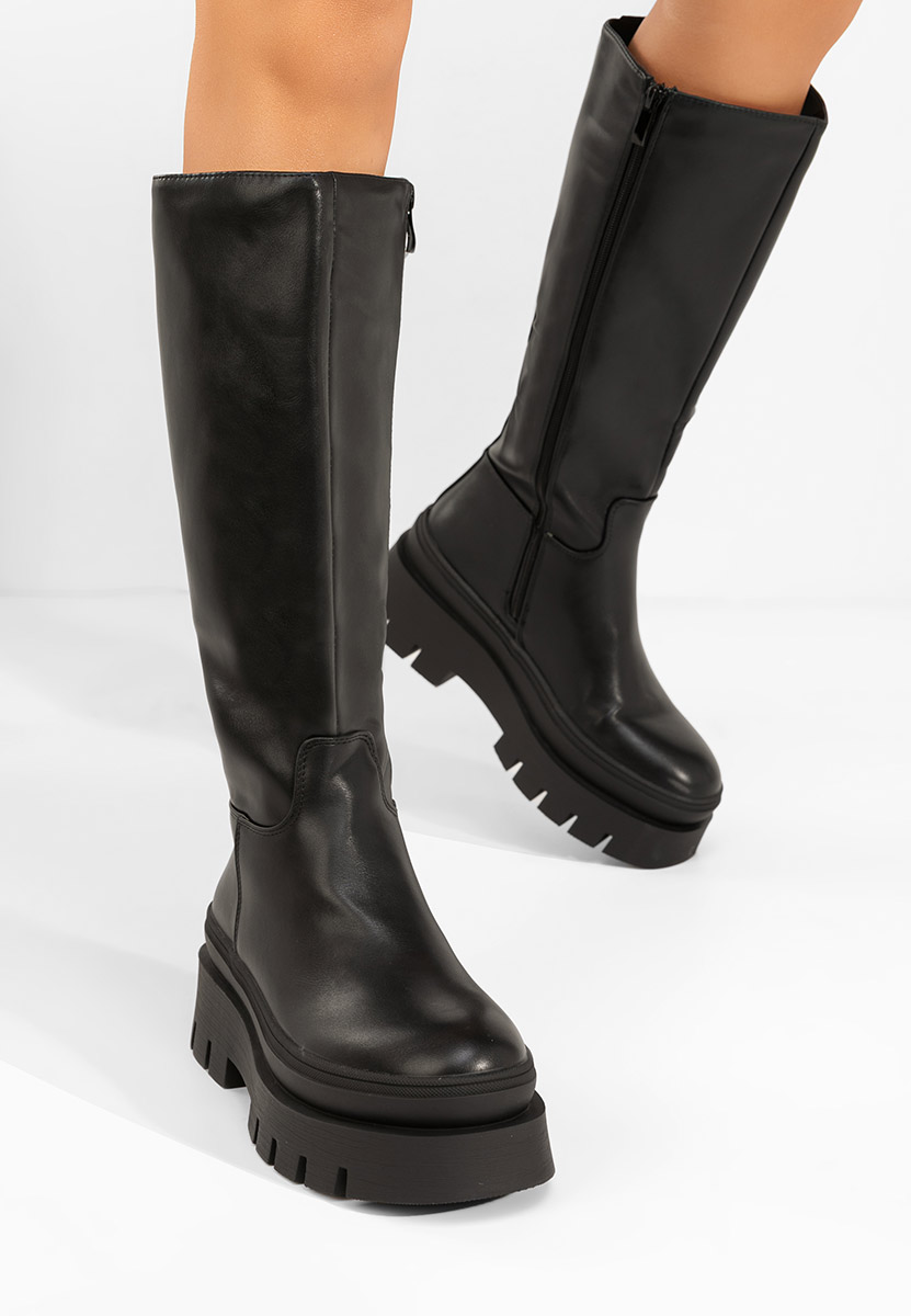 Bottes à plateforme noires Contesa