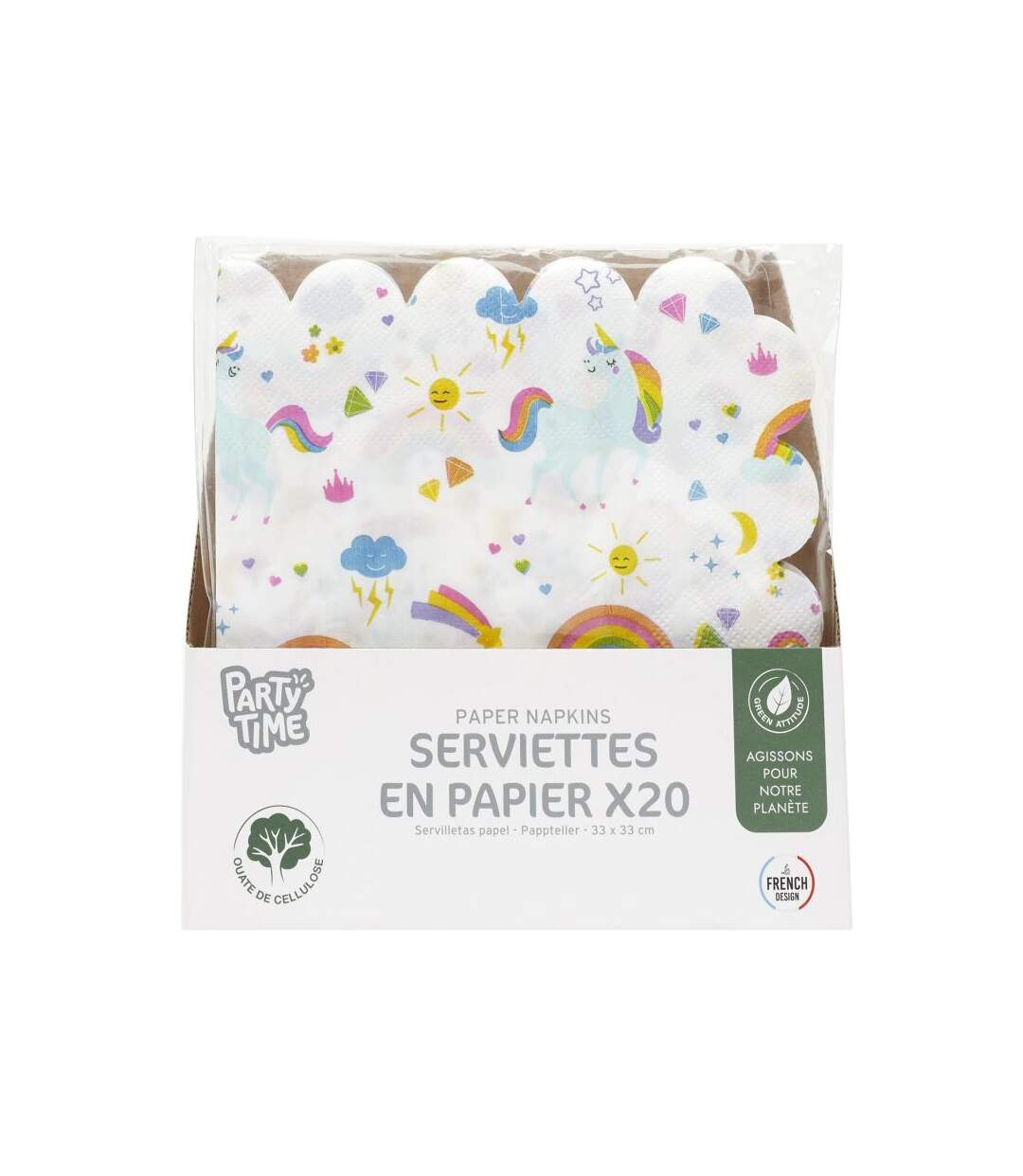 Paris Prix - Lot De 20 Serviettes En Papier licorne 33x33cm Blanc