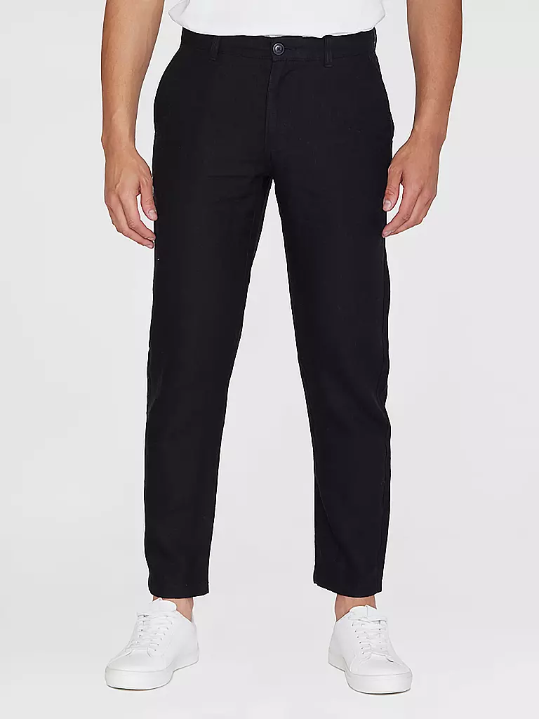 KNOWLEDGE COTTON APPAREL Leinenchino Loose Fit CHUCK schwarz