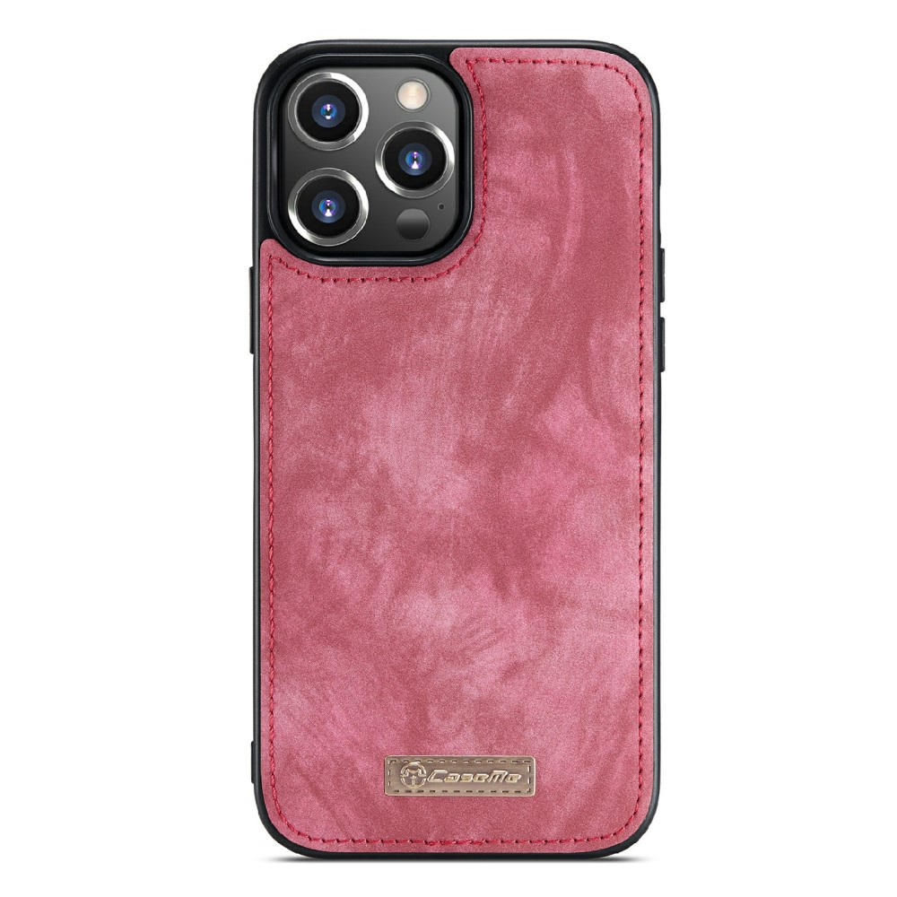 iPhone 13 Pro 2in1 Leder Tasche   Magnet Hardcase Karten Etui - Rot