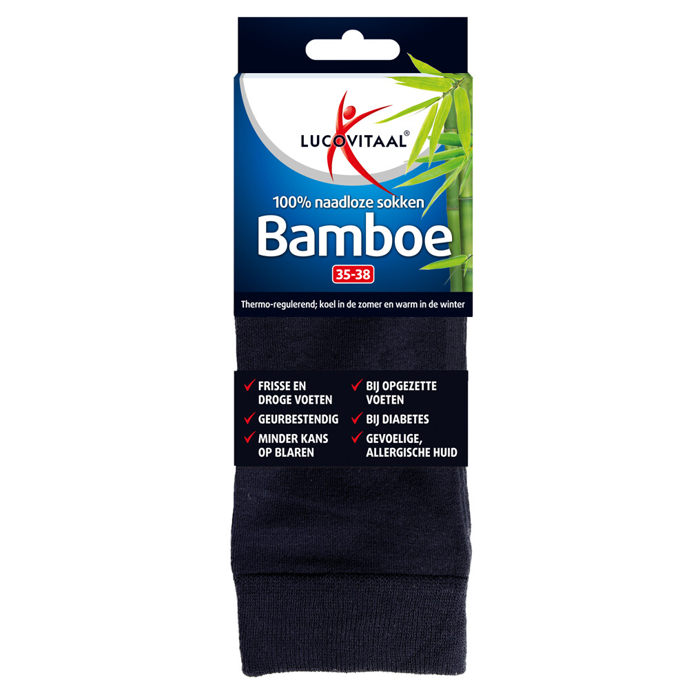 Lucovitaal Bamboe Sok Lang Blauw Maat 35-381 paar