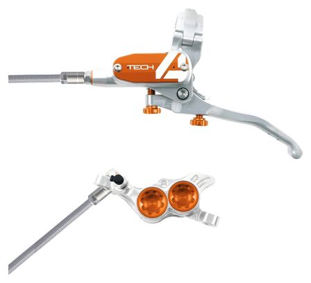 Frein Avant Hope Tech 4 E4 Argent / Orange Durite Tressé Aviation