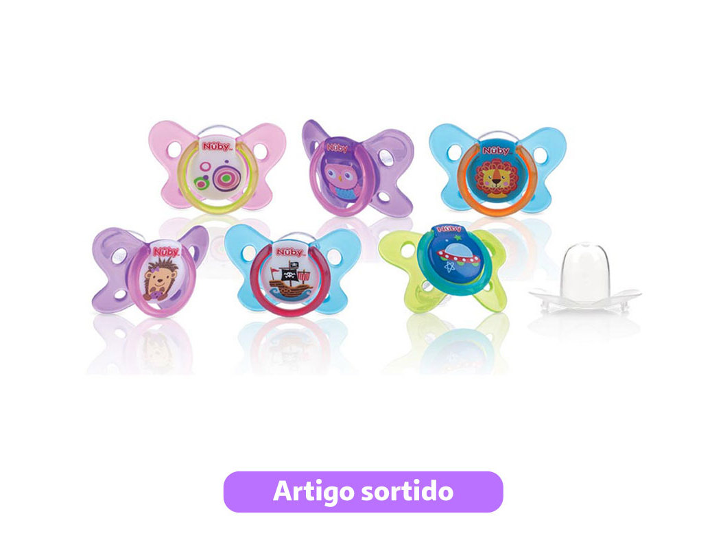 CHUPETA NUBY EM SILICONE 0-6 MESES OVAL MODELOS SORTIDOS