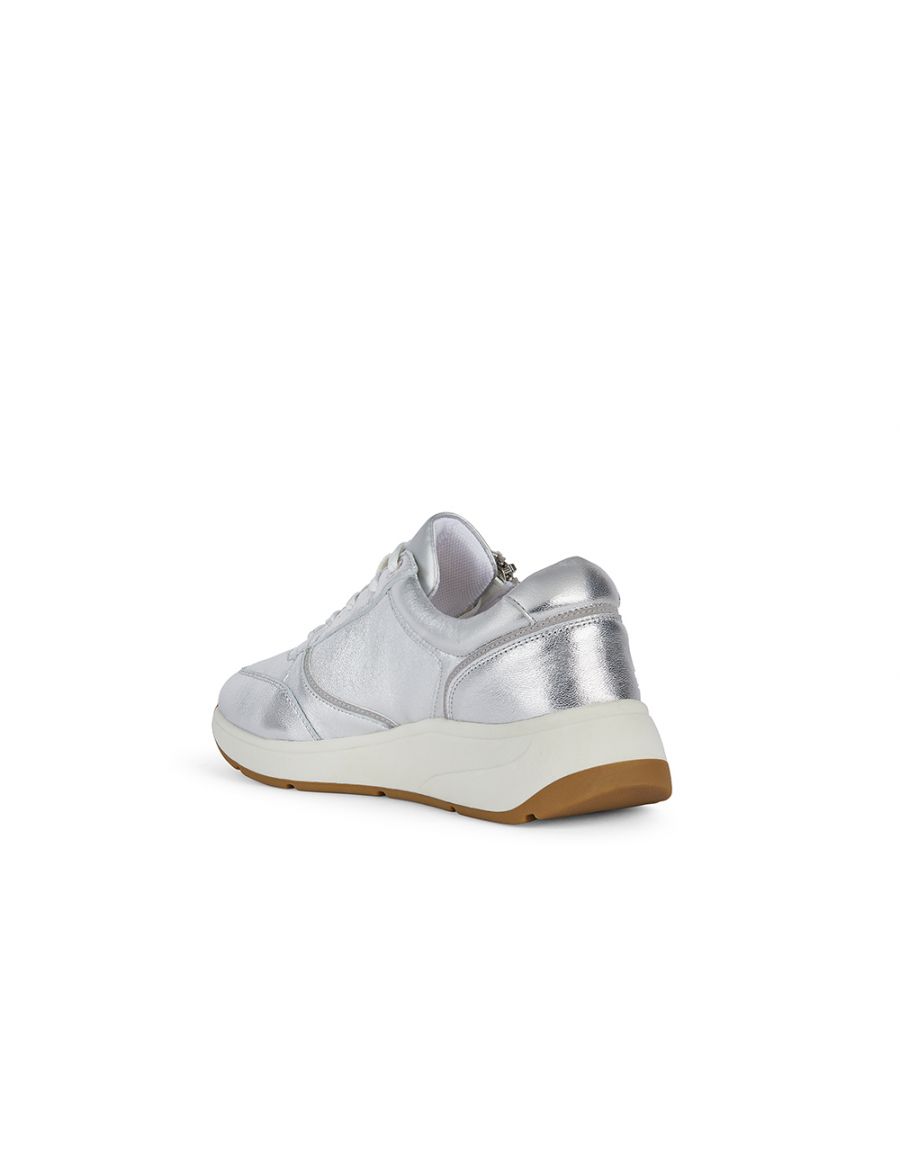 Baskets cuir argent
