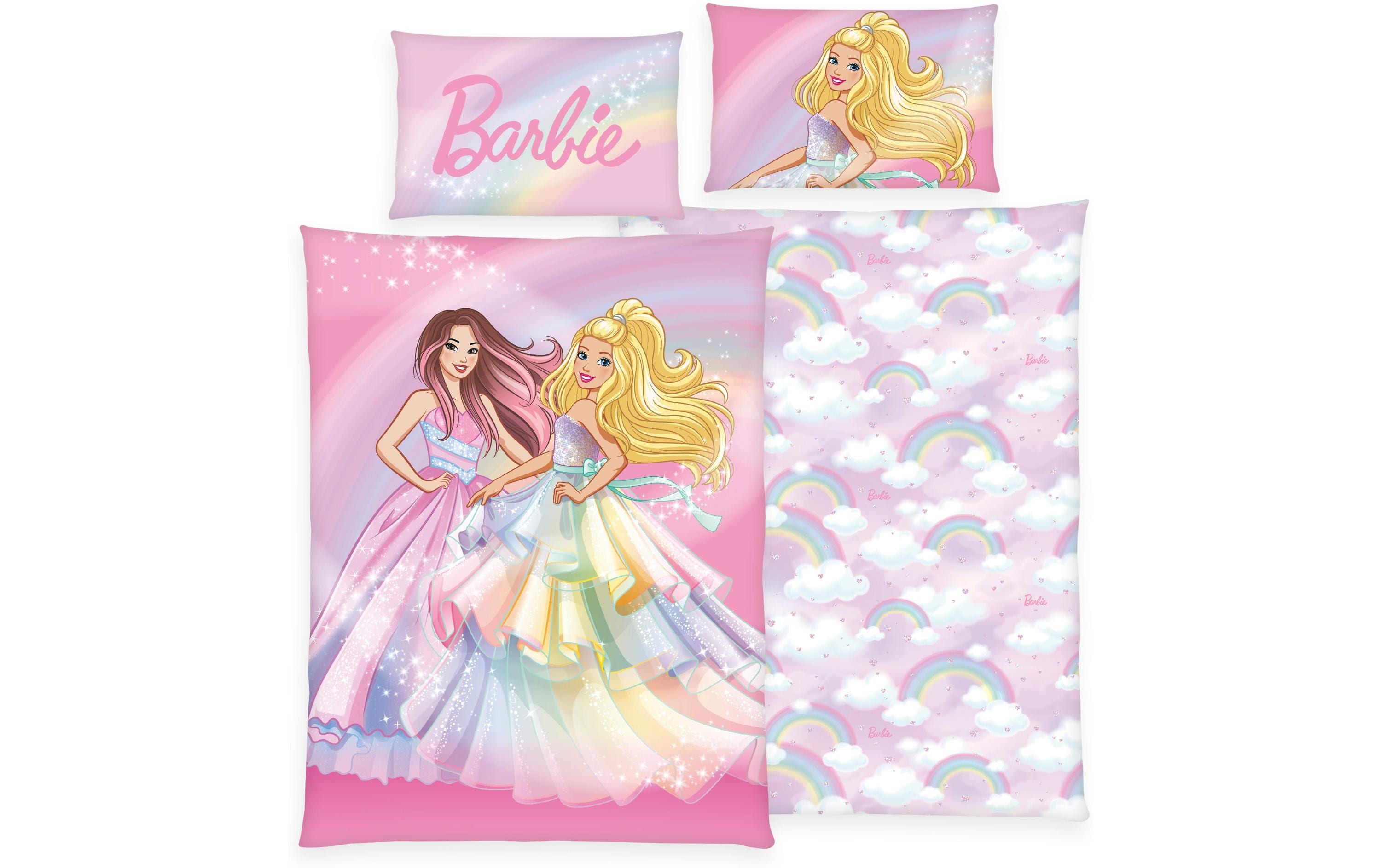 Kinder Bettwäschegarnitur Barbie, 160 x 210 cm + 65 x 100 cmBettwäsche-Set für Kinder aus 100% Baumwolle