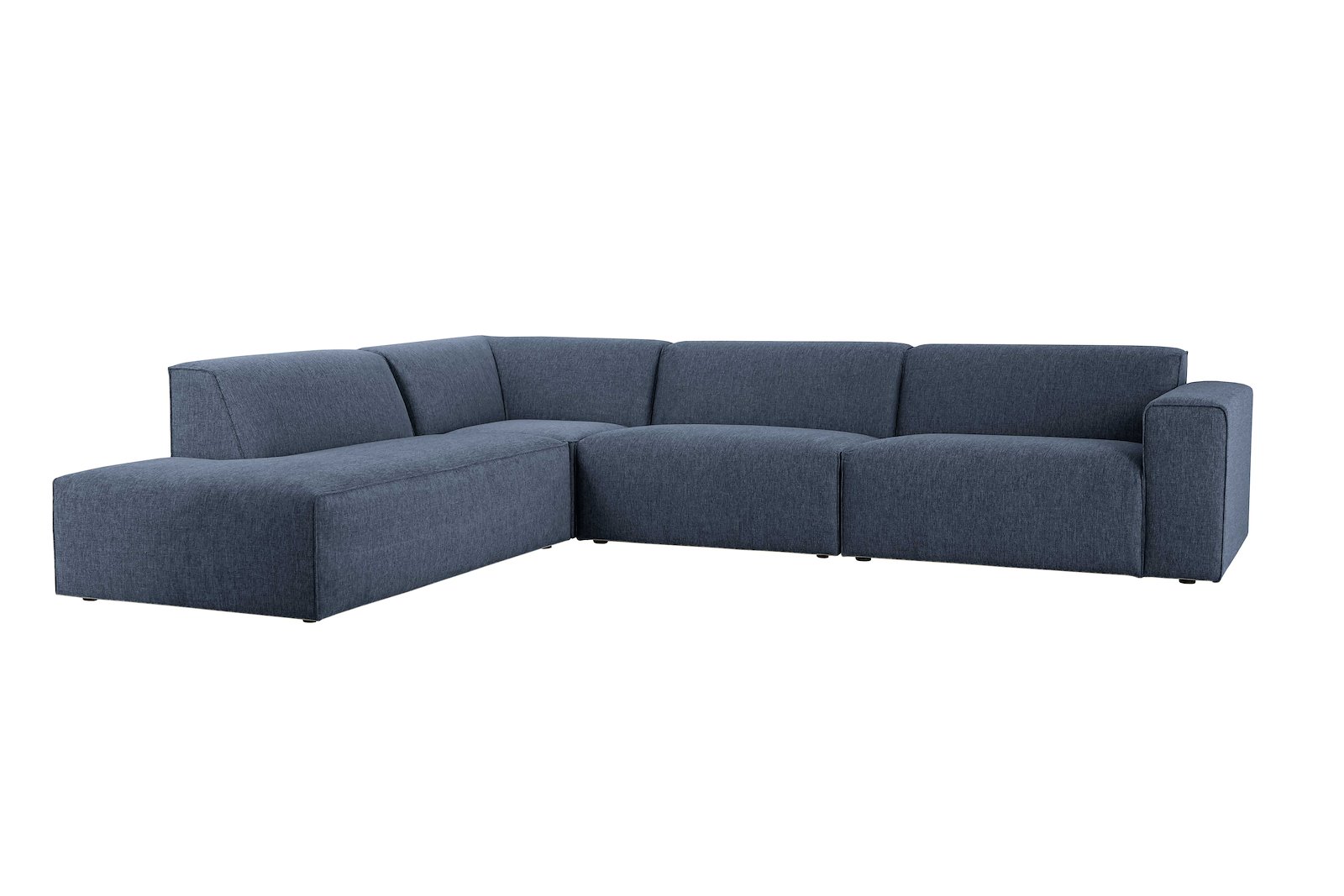 Styl 3-seter med åpen ende venstre Duo puter. Tekstil Brego 16/2 Dark Blue med sorte ben.