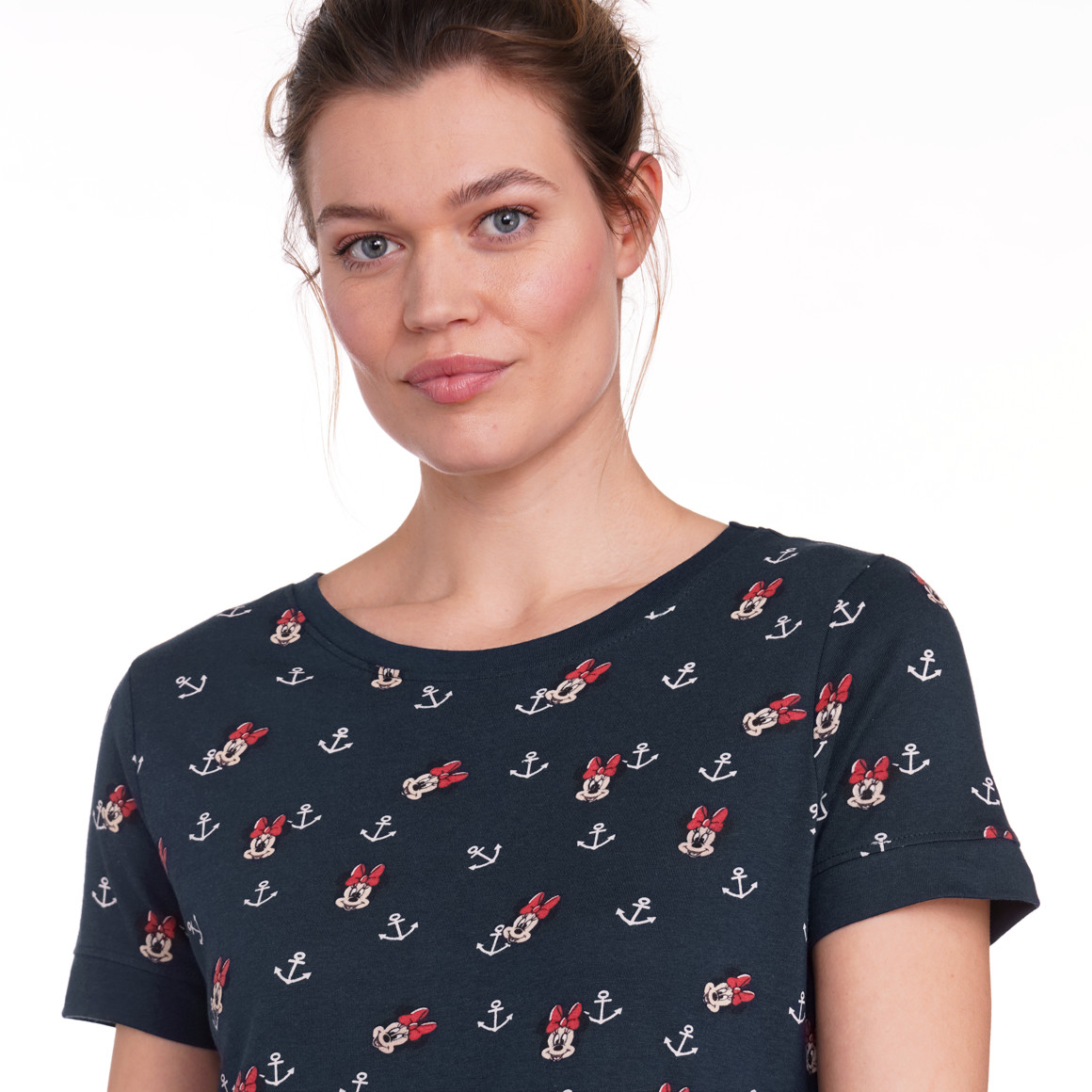 Gina Benotti Minnie Maus Nachthemd mit Anker-Allover dunkelblau