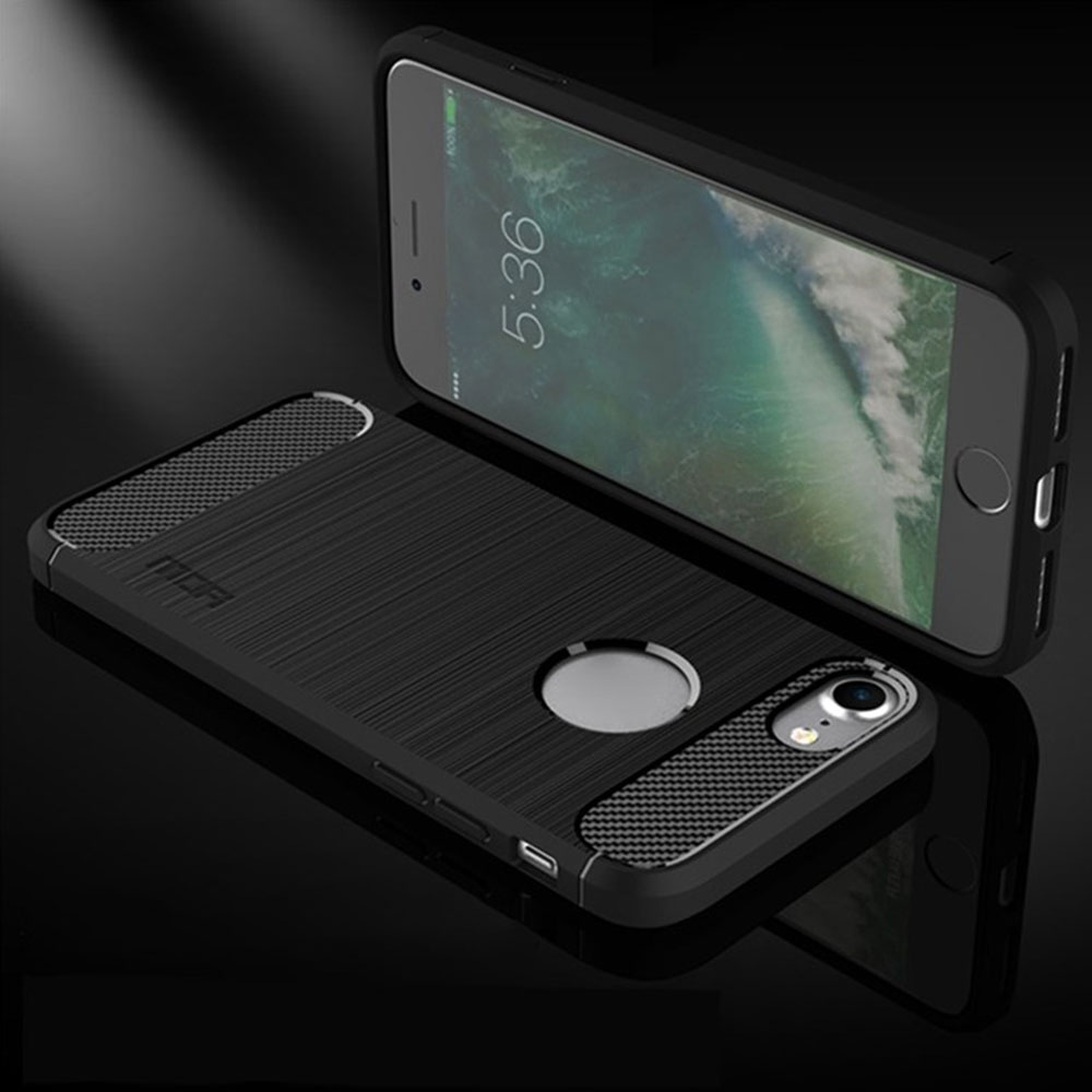 iPhone SE (2022/2020) Gummi Case Schutzhülle Carbon Look - Schwarz