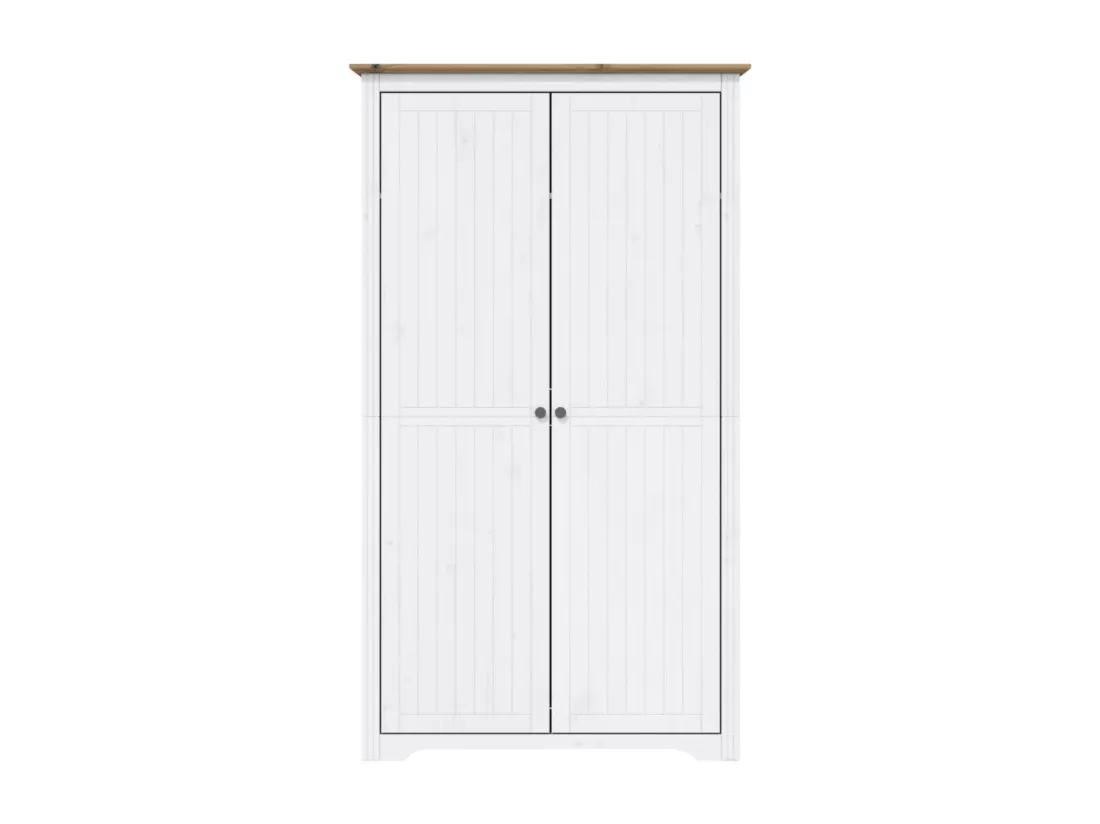 Garde-robe BODO blanc marron 99x53,5x173 cm bois massif de pin