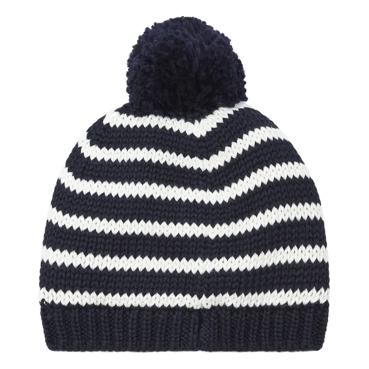 Petit Bateau Bonnet Marinière Doublé Polaire | Bleu