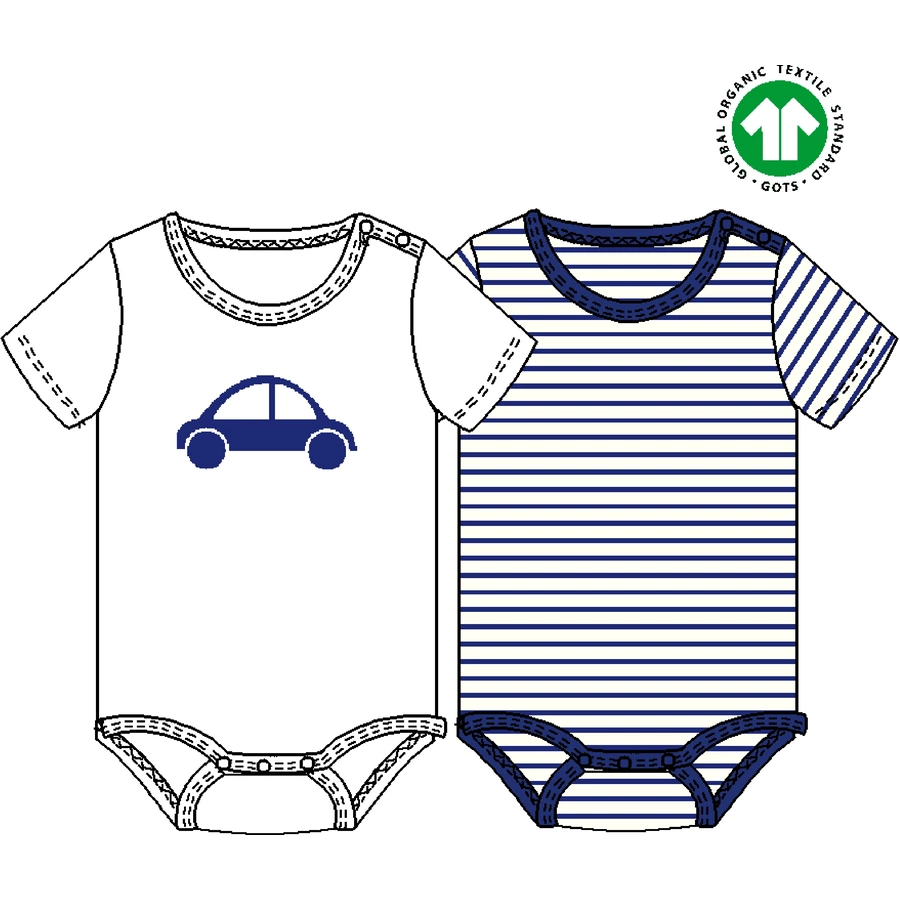 Sanetta Body 2er Pack 12 Arm white pebble mit Auto