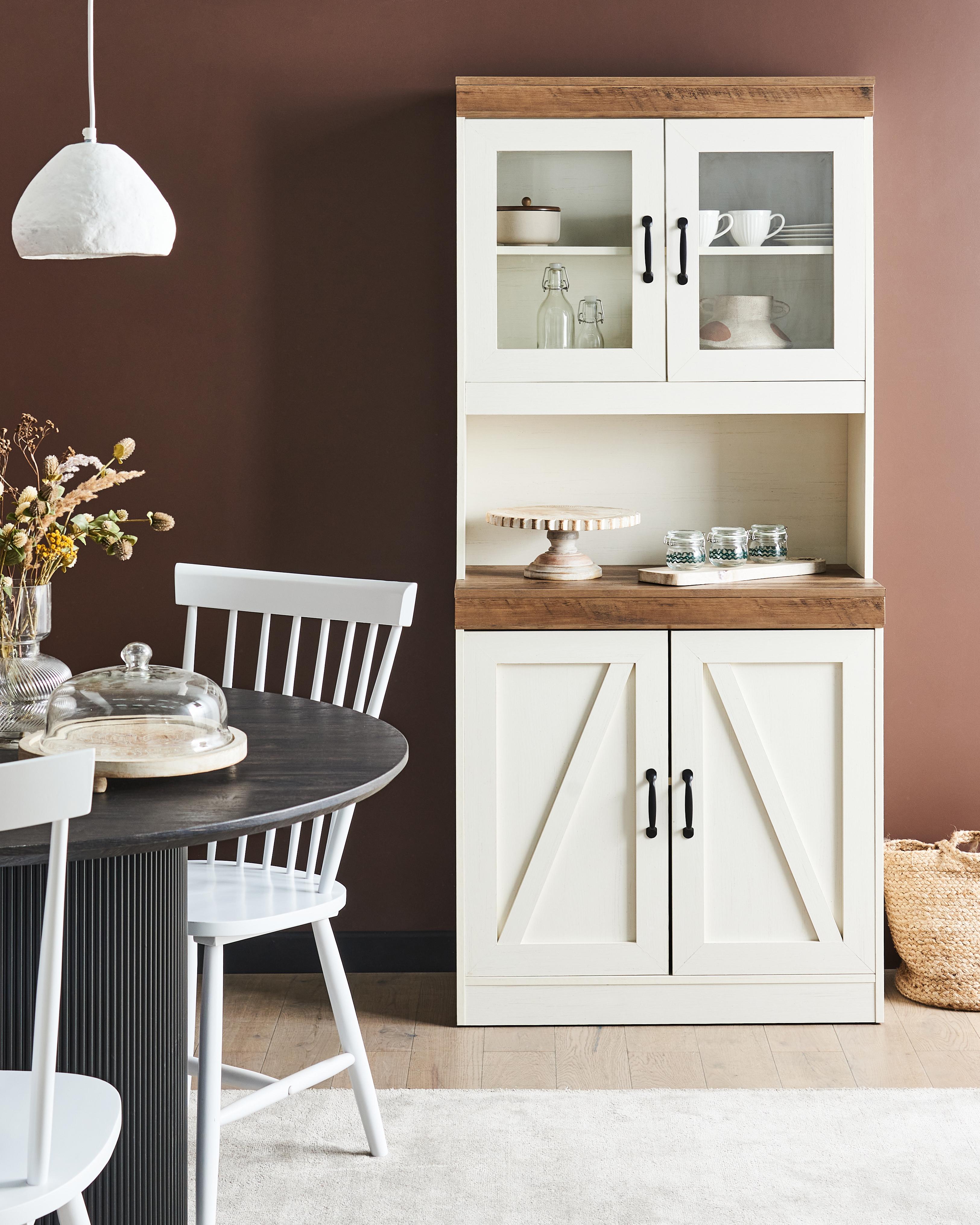 Glazen vitrinekast KALBARRI 80 cm Bruin/wit