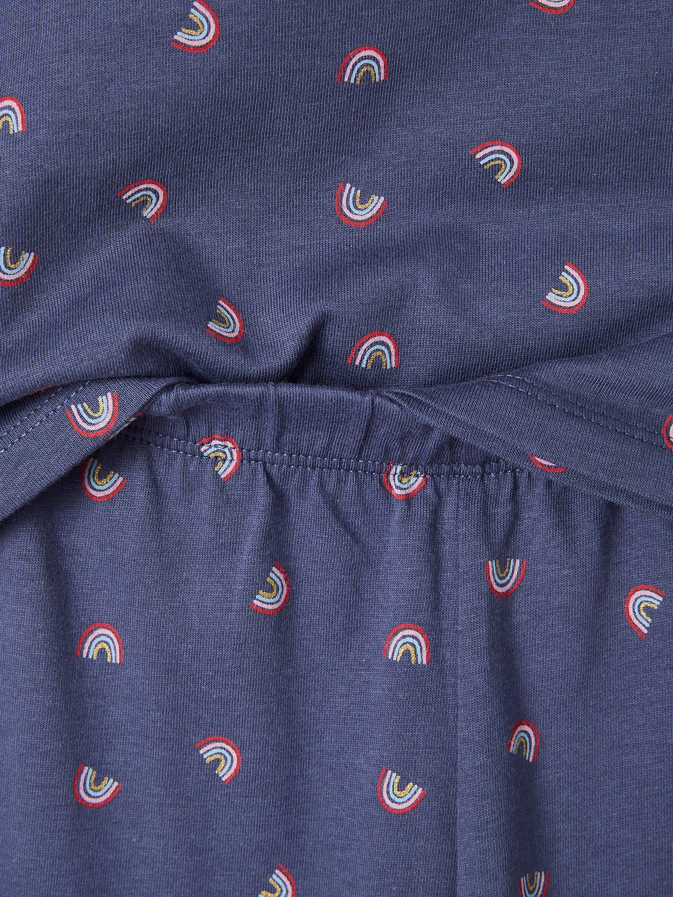 Conjunto com 2 pijamas arco-íris, tamanho médio infantil, lisinhos violeta com estampas.