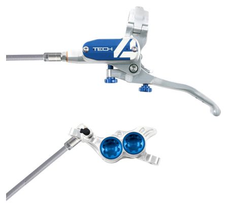 Frein Arrière Hope Tech4 E4 Argent / Bleu Durite Tressé Aviation