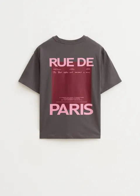 T-shirt met print Rue Paris antraciet (ANTRA)
