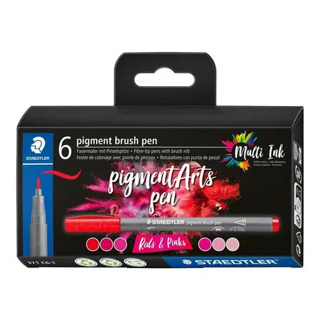 STAEDTLER® pigment brush pen 371 - Reds & Pinks, 6-teilig