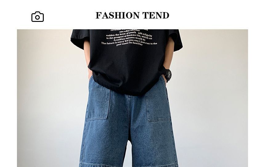 Hushgrain - Denim shorts met hoge taille en wijde pijpen