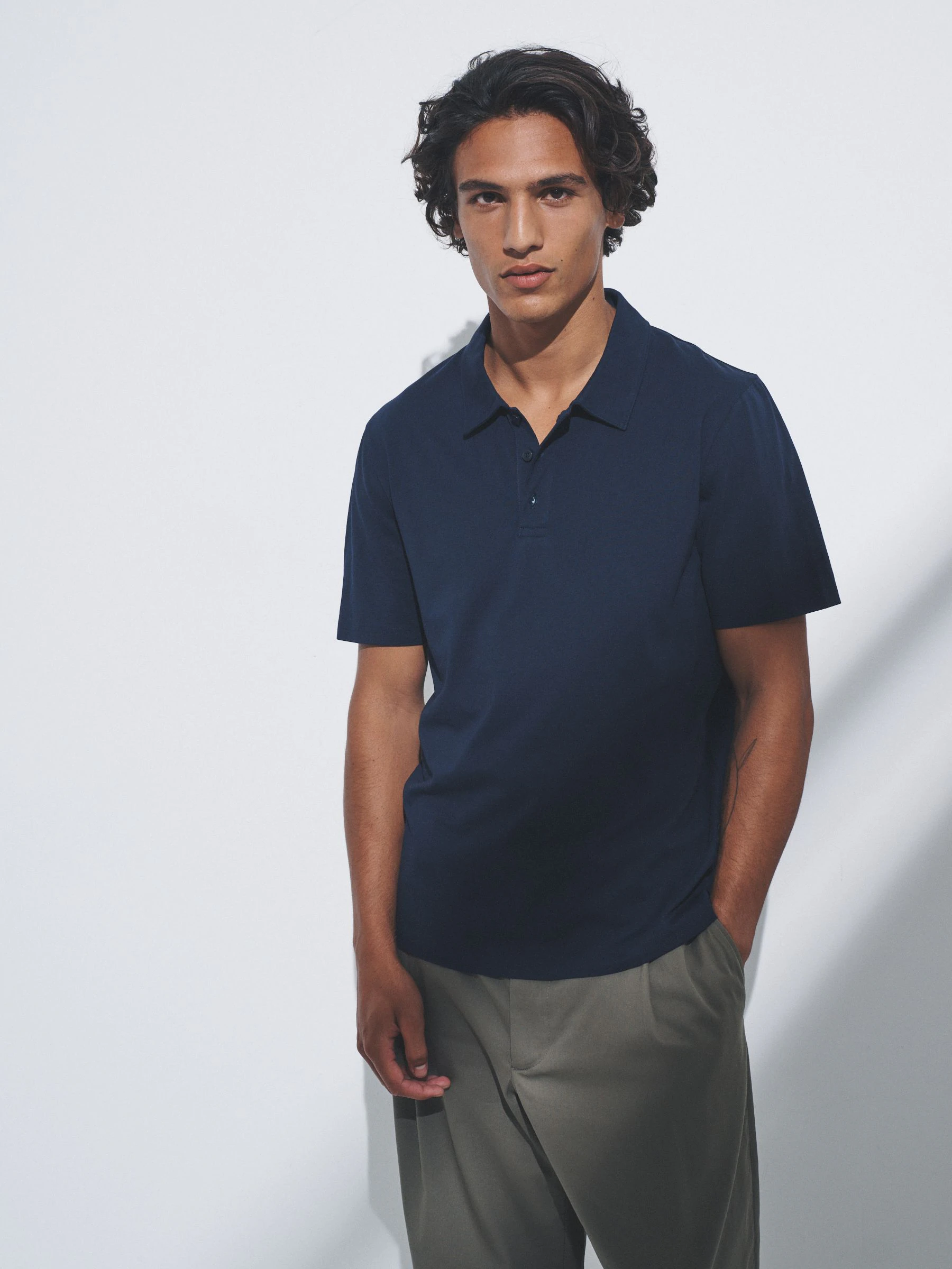 Navy Blue/Brown/White - The Set 3 Pack Short Sleeve Cotton Jersey Polo Shirts