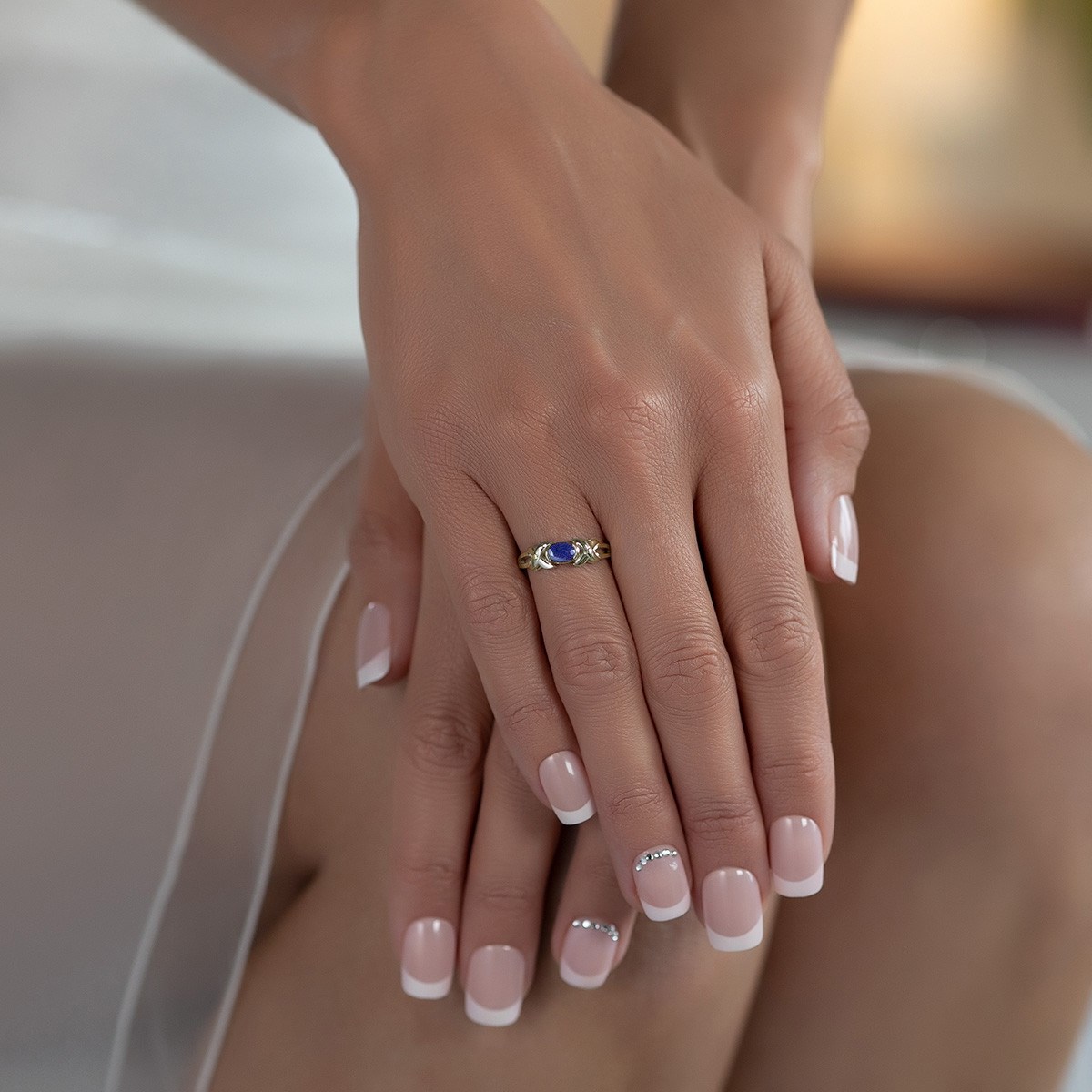 Bague ADEN Or 585 Jaune Tanzanite et diamants 1.966grs