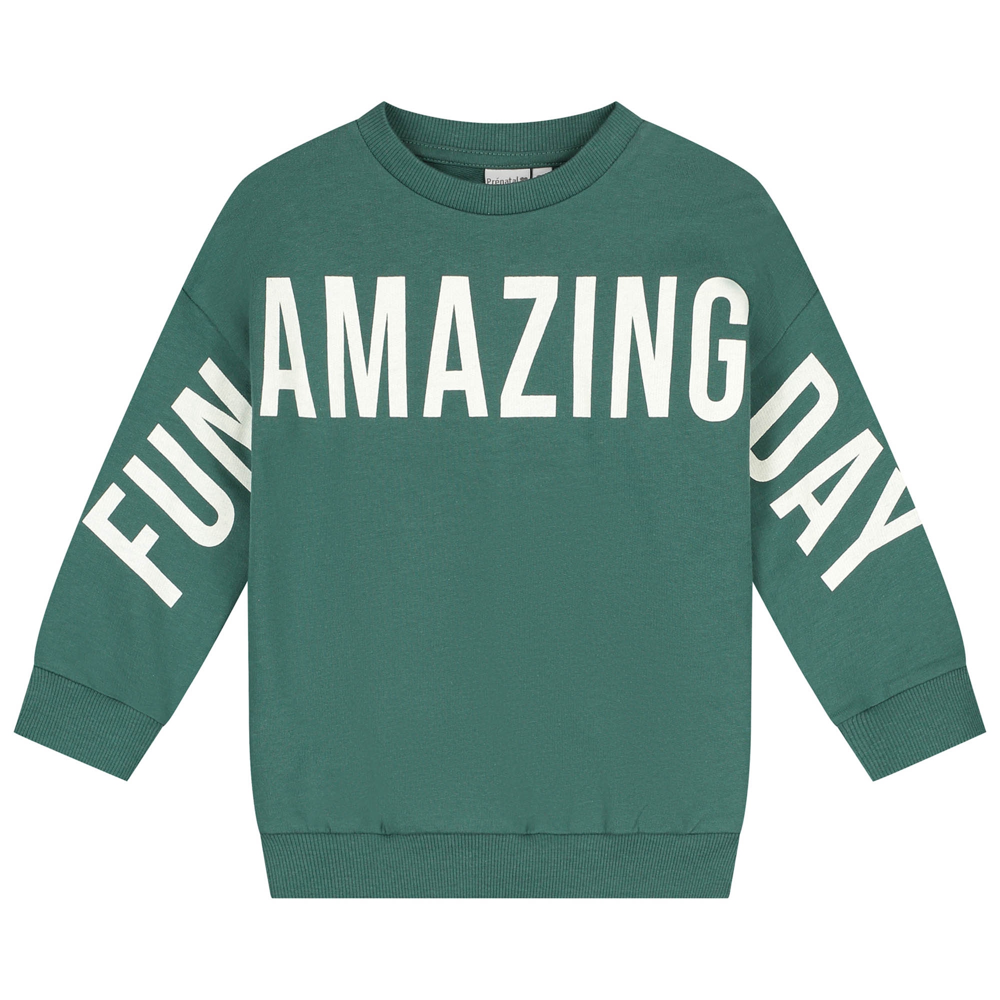 Prénatal baby sweater lange mouwen tekst groen