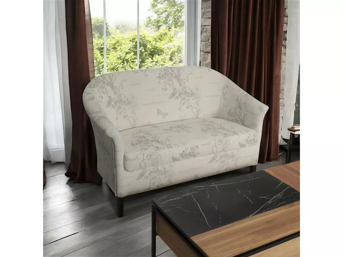 Banquette cabriolet 2 places tissu papillon gris MIRA