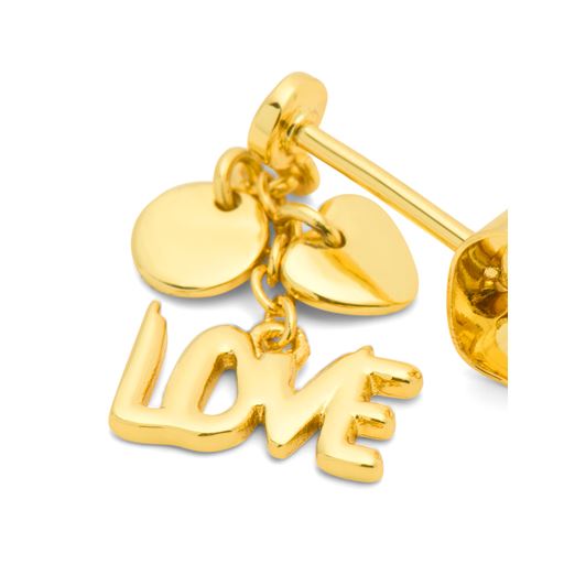 LULU Copenhagen Word Love Dangling Ørering, Gold Plated