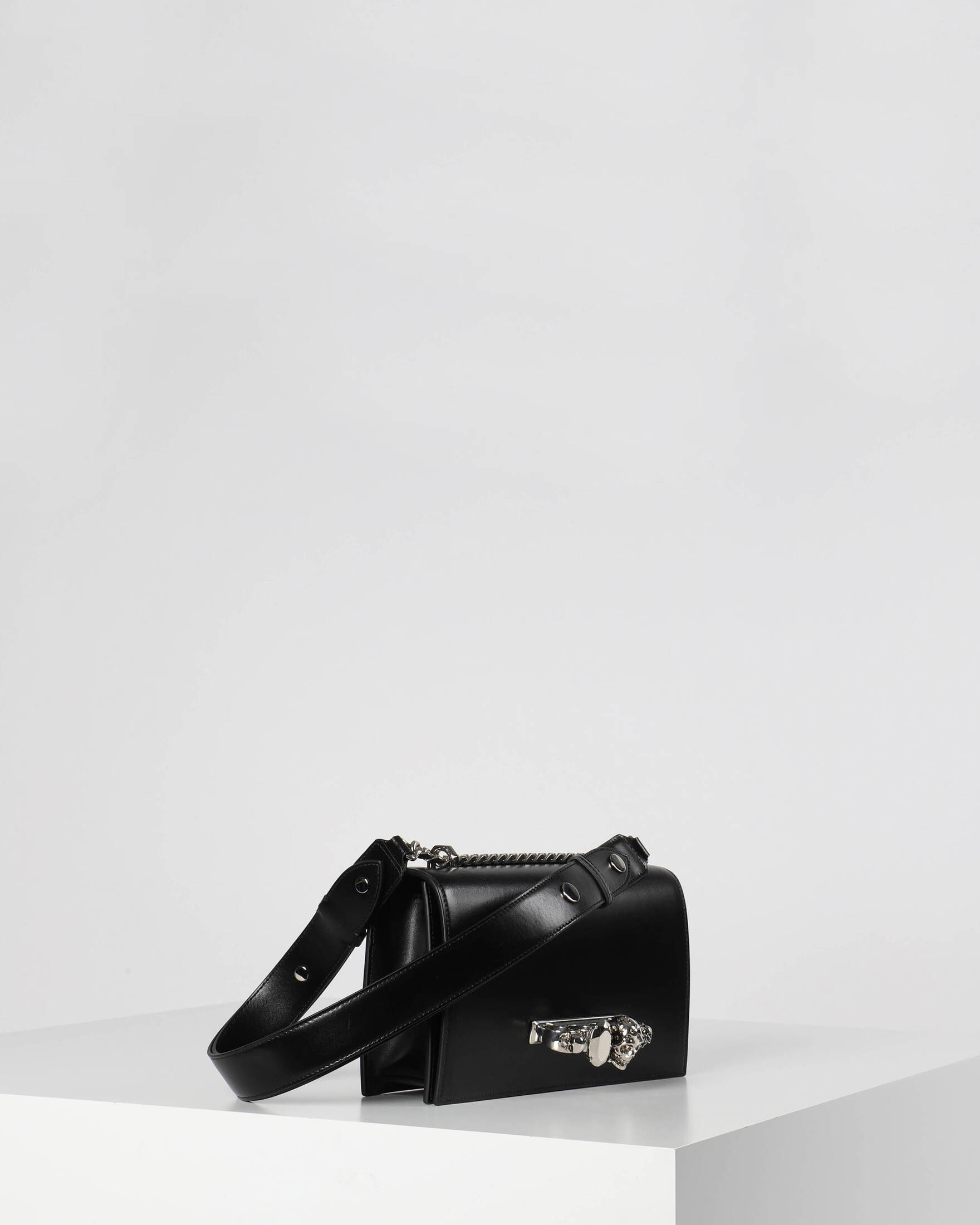 Alexander McQueen| Damen Schultertasche JEWELLED SATCHEL Midi Ledertasche mit Swarovski Kristallen