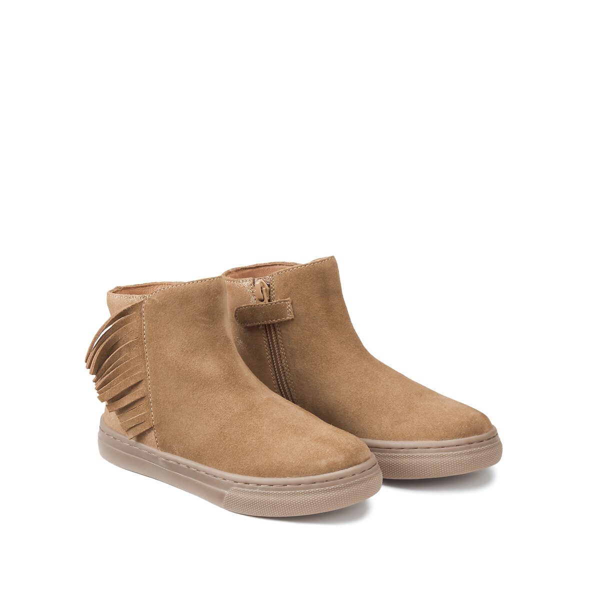 COLEÇÃO LA REDOUTE<br>Botas de couro com zíper e franjas