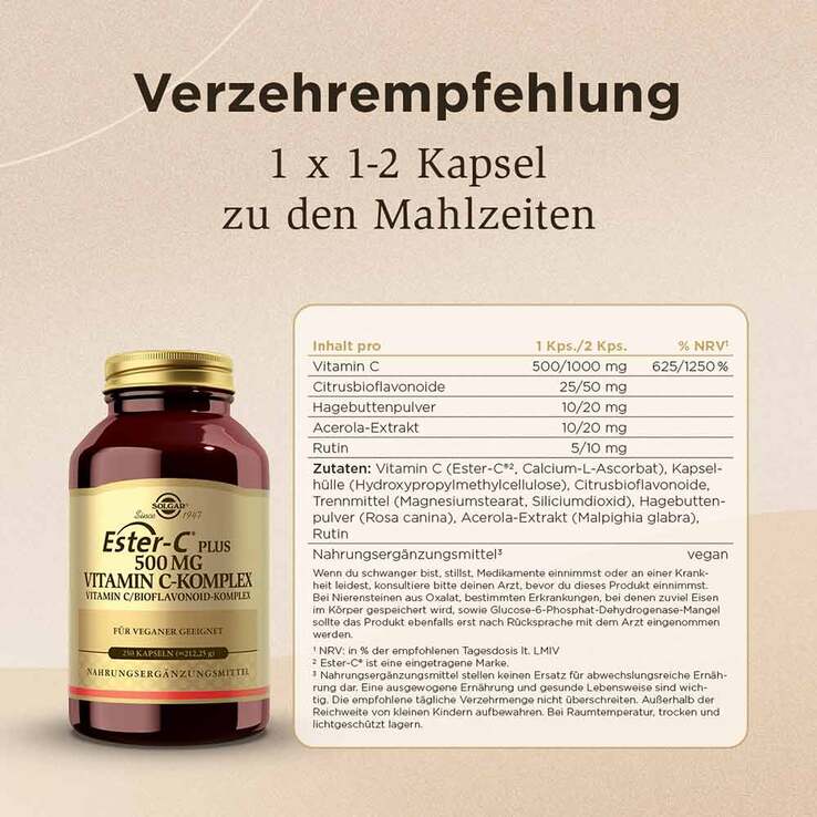 Solgar Ester-C Plus 500 mg Kapseln, 250 St