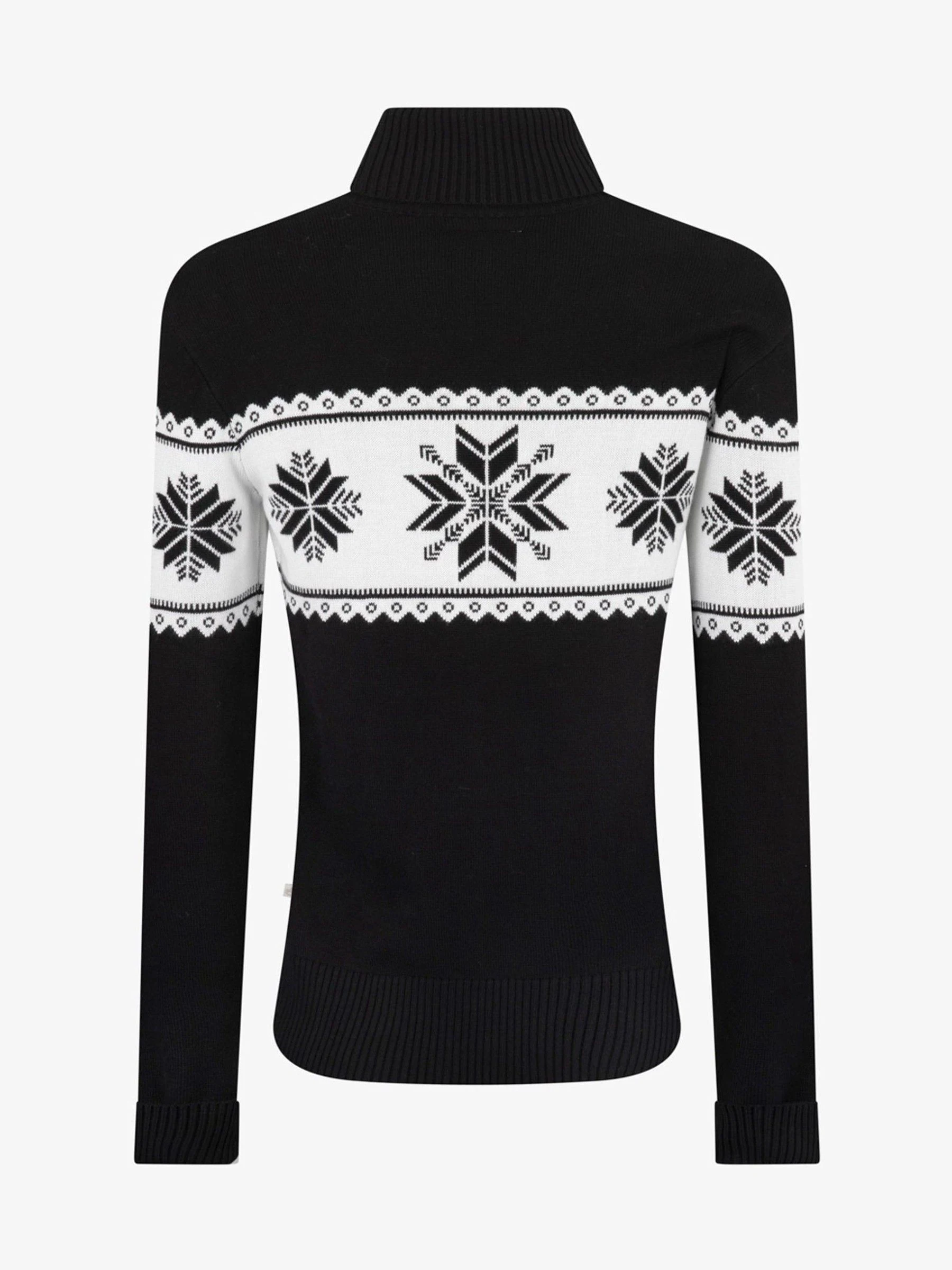 Zwart - The Little Tailor slim fit kersttrui met sneeuwvlokken