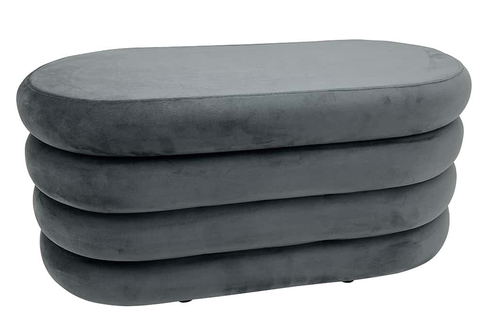 Extravagante Polsterbank VOGUE 85cm grau Samt Sitzbank mit Stauraum