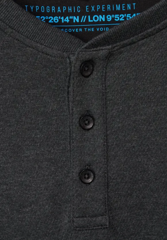 Struktur Henleyshirt - anthra grey melange