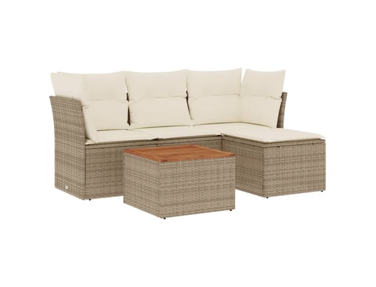 VIDAXL - Salon extérieur Salon de jardin avec coussins 5 pcs beige résine tressée