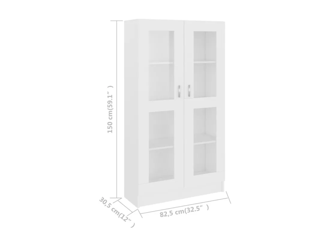 Armoire à vitrine Blanc 82,5x30,5x150 cm Aggloméré