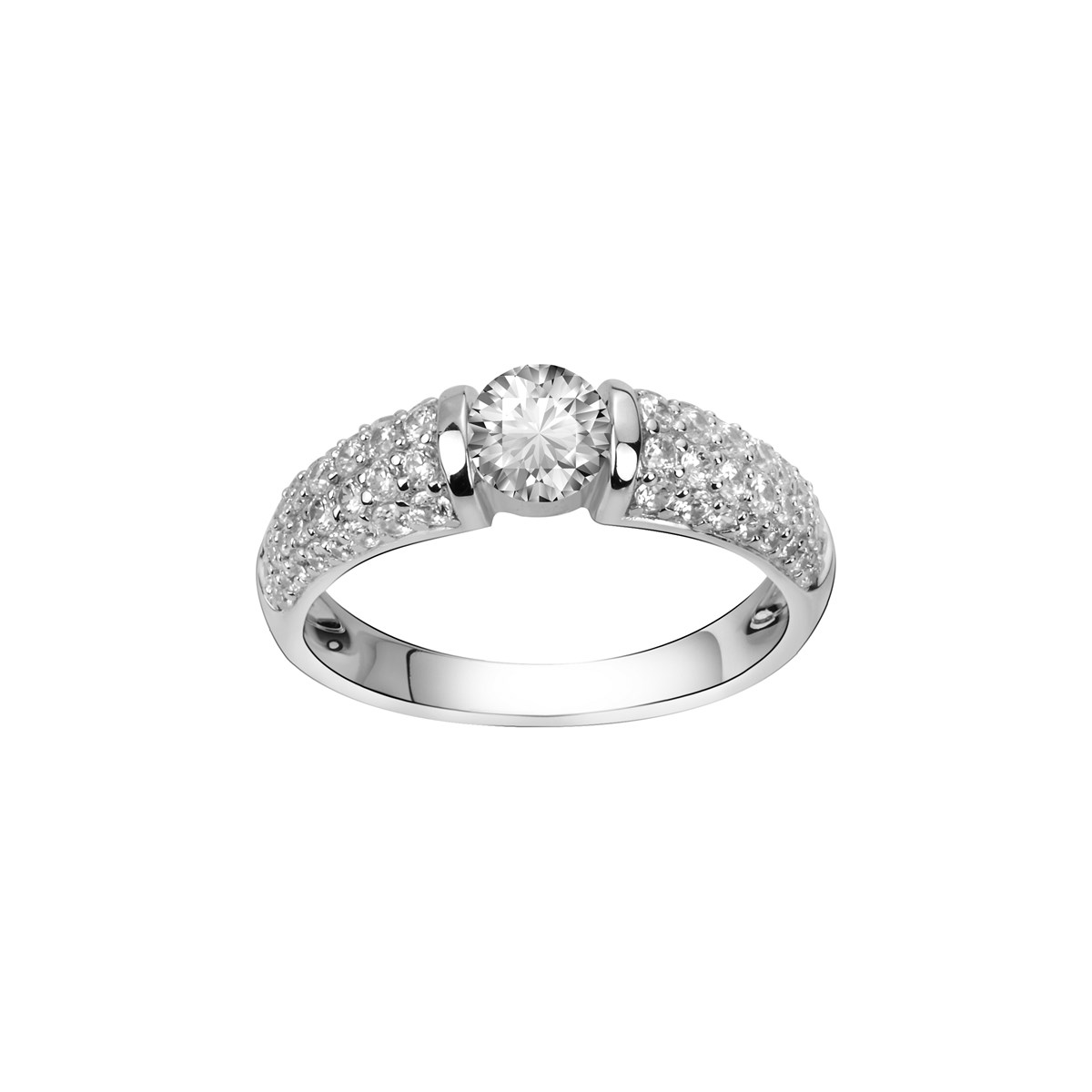 Bague de fiançailles en Argent avec oxyde de zirconium blanc