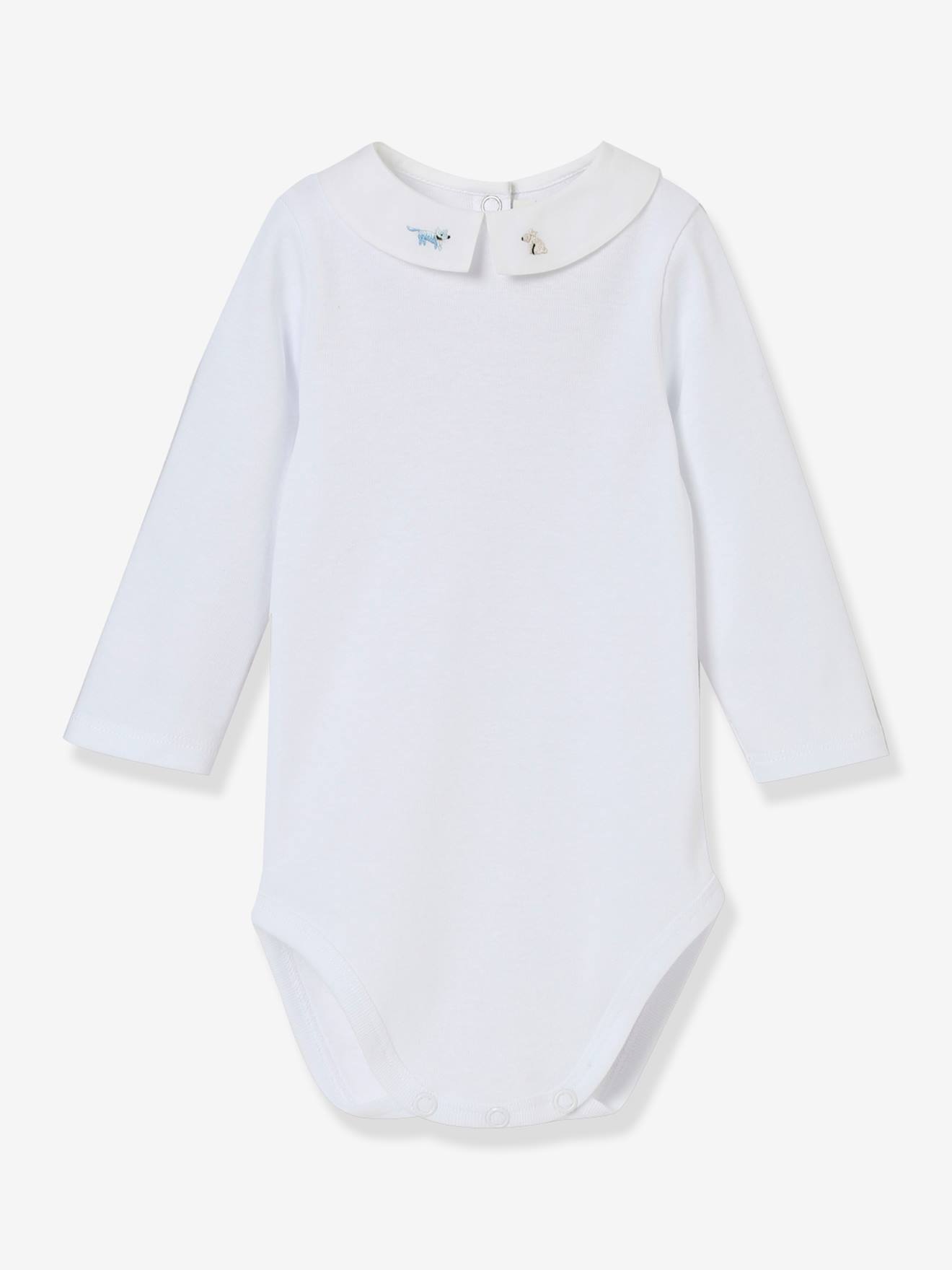 Body de bebê com gola bordada CYRILLUS em algodão orgânico branco