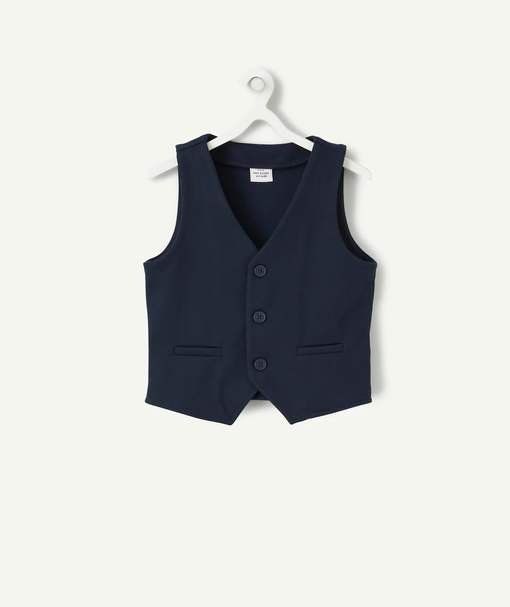 VESTE DE COSTUME SANS MANCHES GARÇON EN FIBRES RECYCLÉES MARINE