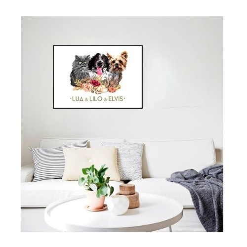 Mascochula Friends - Retrato Triplo Realista Personalizado do Seu Animal de Estimação