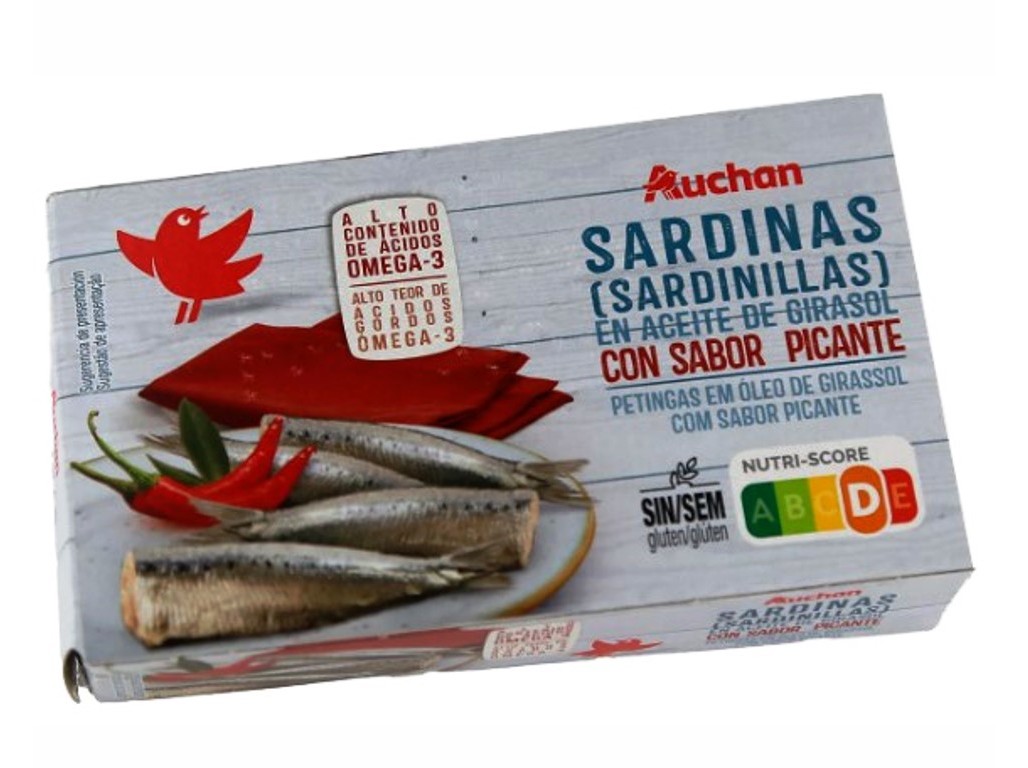 PETINGA AUCHAN EM OLEO GIRASSOL PICANTE 88G