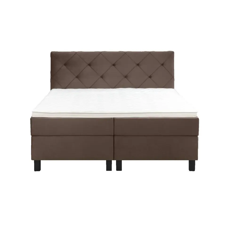 Boxspring Liv geruit - bruin - 160x200 cm - vierkante poot