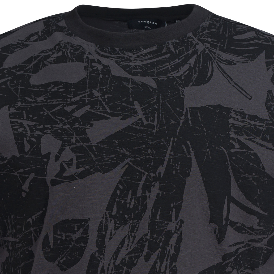 VanVaan Herren T-Shirt mit Allover-Muster dunkelgrau