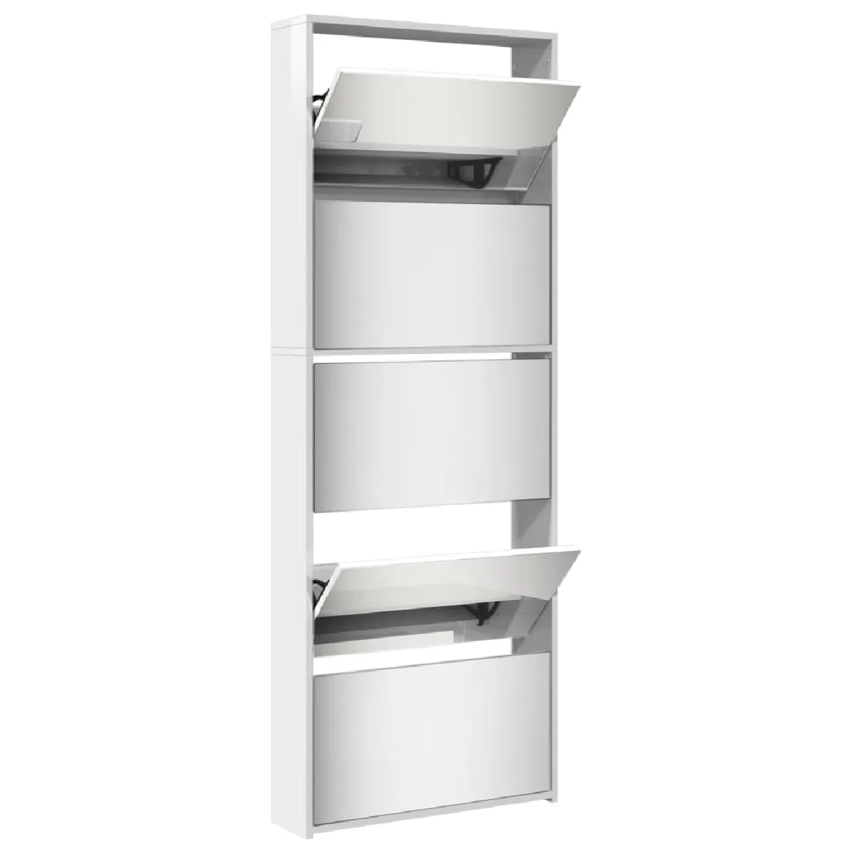 vidaXL Armoire chaussures miroir 5 niveaux blanc brillant