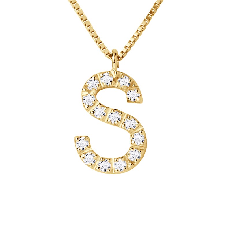 Collier ALPHABET Diamants 0,07 Cts  LETTRE 