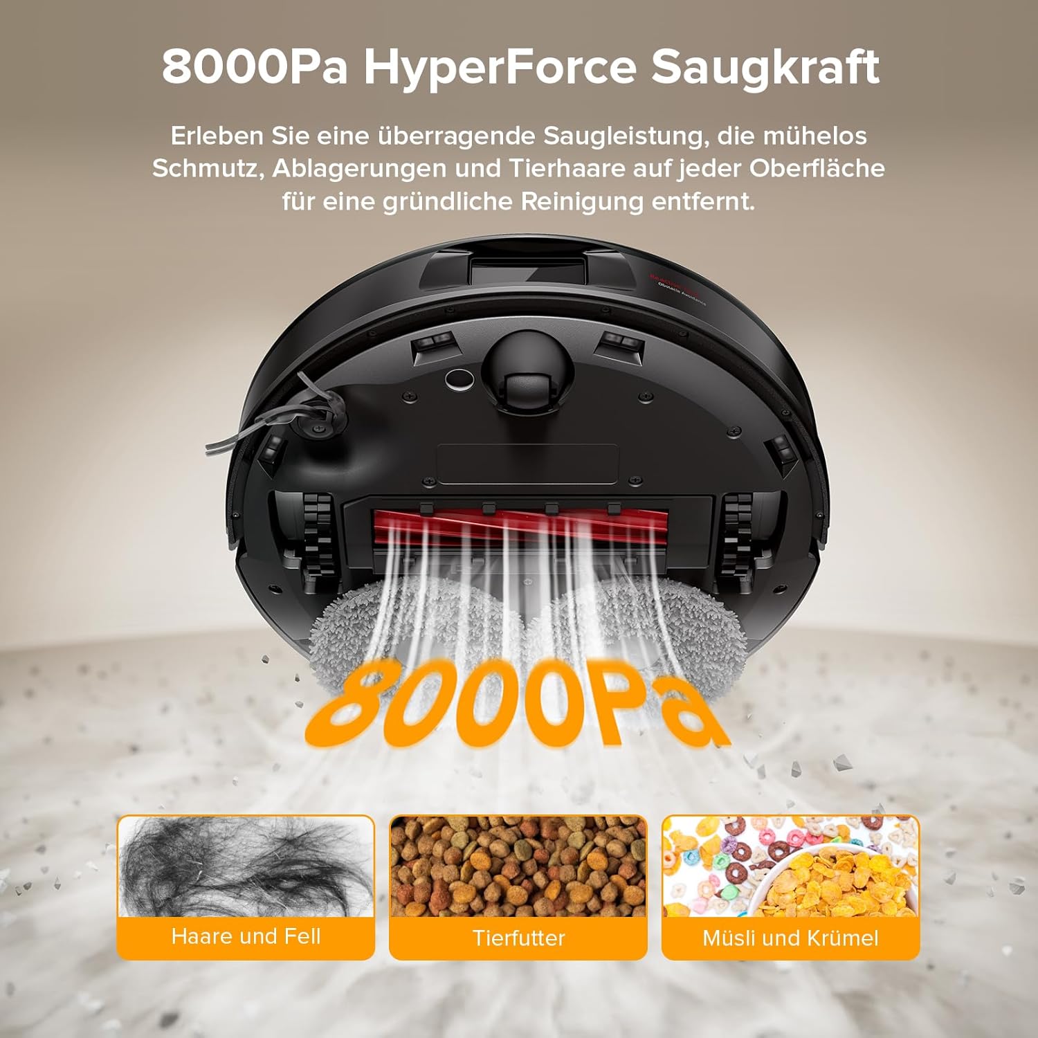 roborock Qrevo Serie Saugroboter mit Wischfunktion&Hebarem Wischmopp, 8000Pa Saugkraft(verbessert von Qrevo S), Anti-Verfilzungs-Seitenbürste, Hindernisvermeidung, All-in-One Dock, Schwarz(QV 35A)