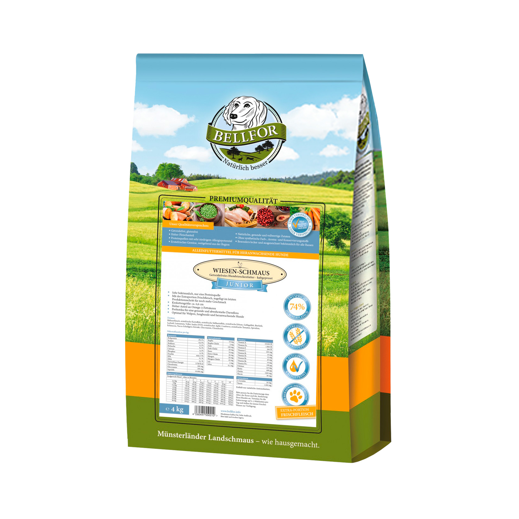 Сroquettes pressés à froid avec poulet - wiesen-schmaus junior - 4 kg