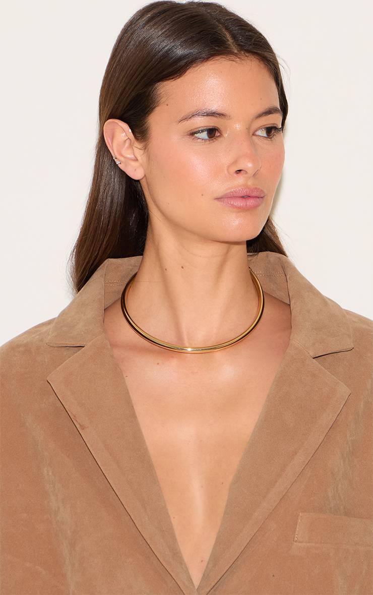 Doré Collier Ras-de-cou Avec Barre Métallique