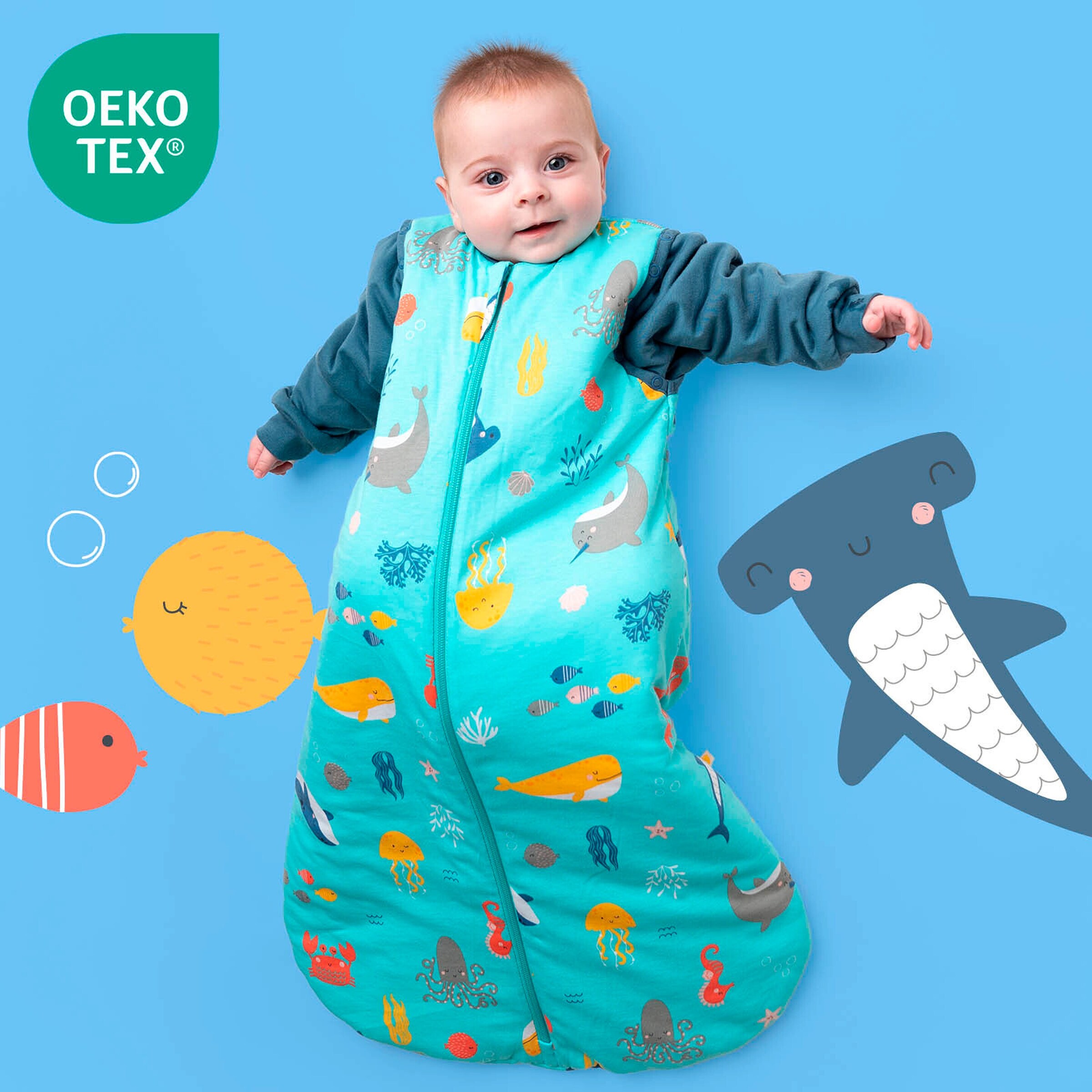 schlummersack Schlafsack ohne Füßen 2.5 Tog Meerestiere