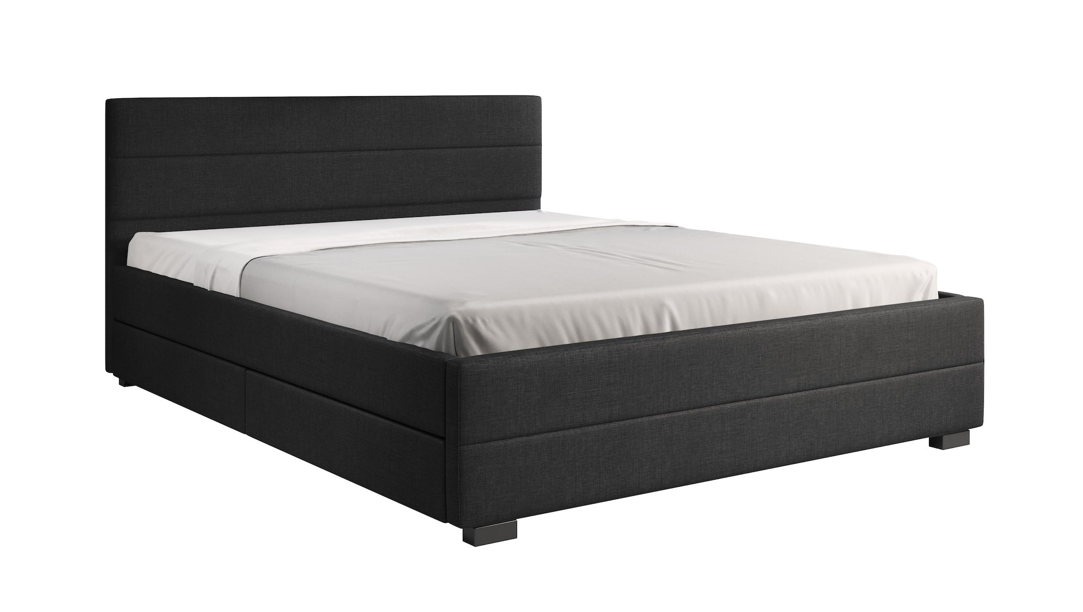 Loox - Tweepersoonsbed met 4 lades - Stof zwart - 160x200 cm